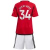 Conjunto (Camiseta+Pantalón Corto) Manchester United Van De Beek 34 Primera Equipación 23-24 - Niño